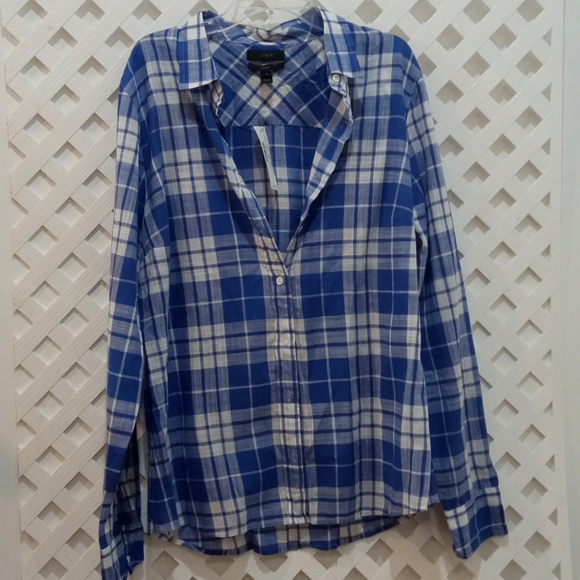 J. Crew Twill Plaid Shirt Blue Size 12 - Picture 1 of 4